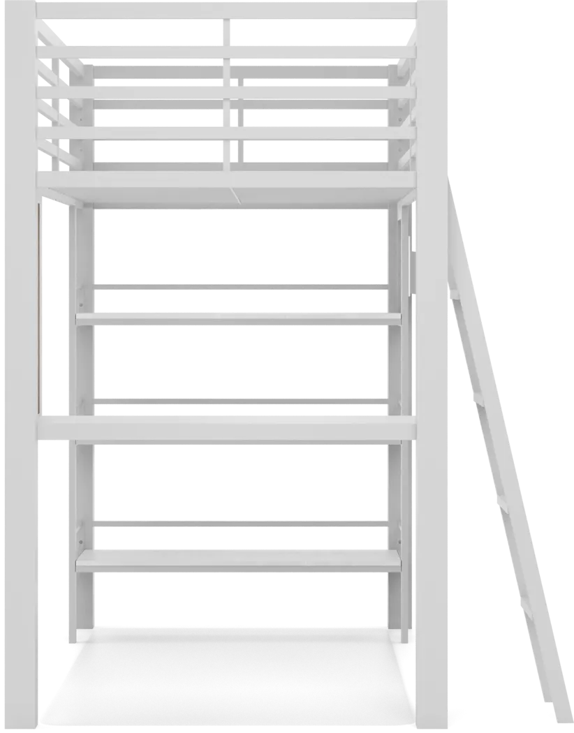 Kids Colefax Avenue White Twin Loft Bed with Desk and Bookcase - Thumbnail - Image 4
