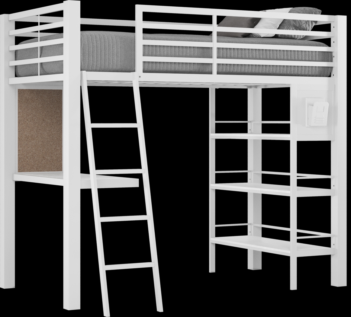 Kids Colefax Avenue White Twin Loft Bed with Desk and Bookcase - Thumbnail - Image 4