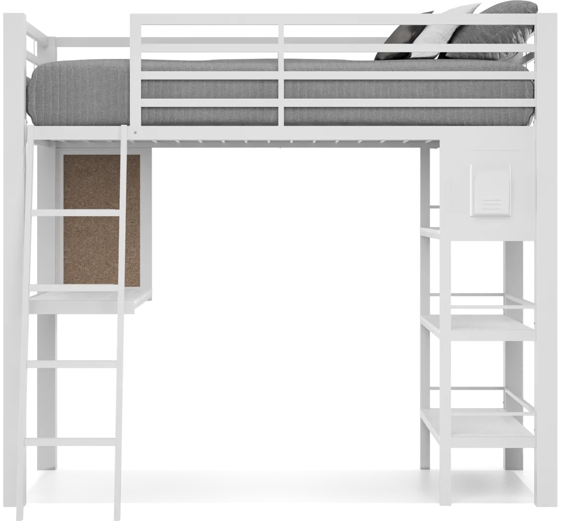 Kids Colefax Avenue White Twin Loft Bed with Desk and Bookcase - Image 5