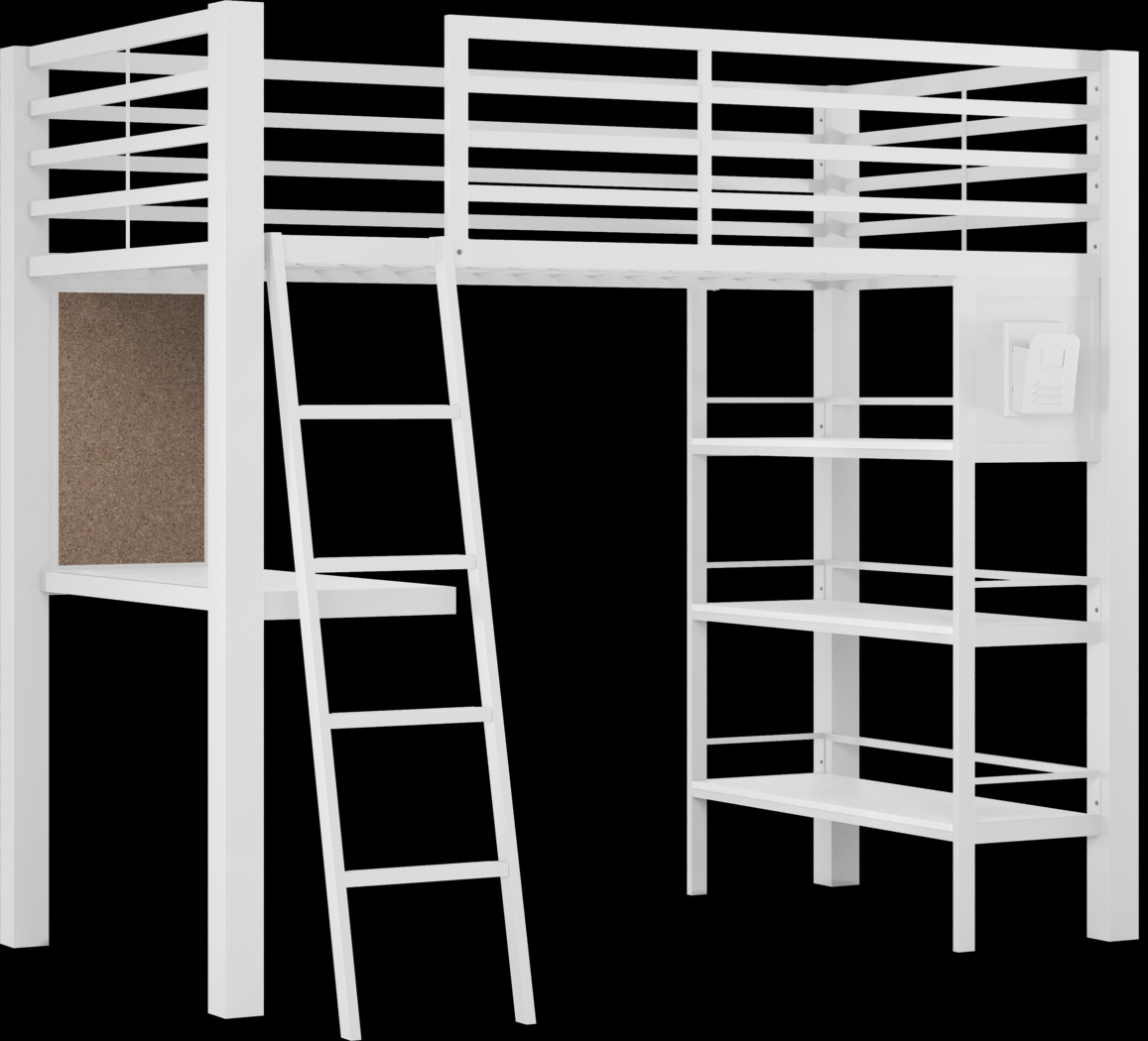 Kids Colefax Avenue White Twin Loft Bed with Desk and Bookcase - Thumbnail - Image 1