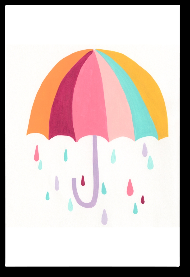 Kids Colorful Rain White Artwork - Thumbnail - Image 1