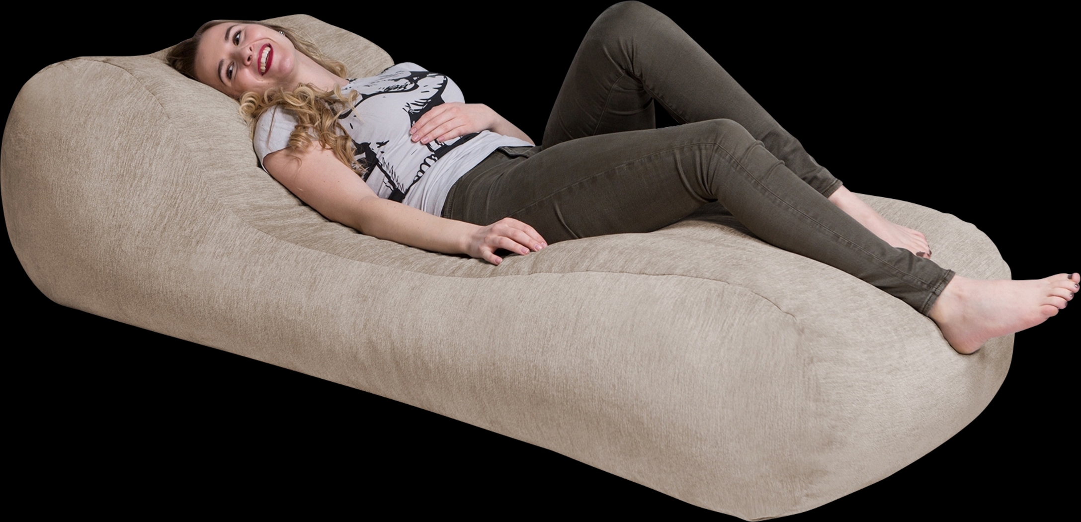 Kids Comfy Lush Beige Bean Bag Chair - Thumbnail - Image 3