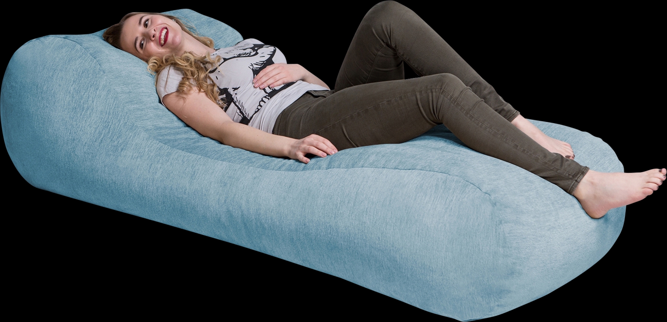 Kids Comfy Lush Blue Bean Bag Chair - Thumbnail - Image 3