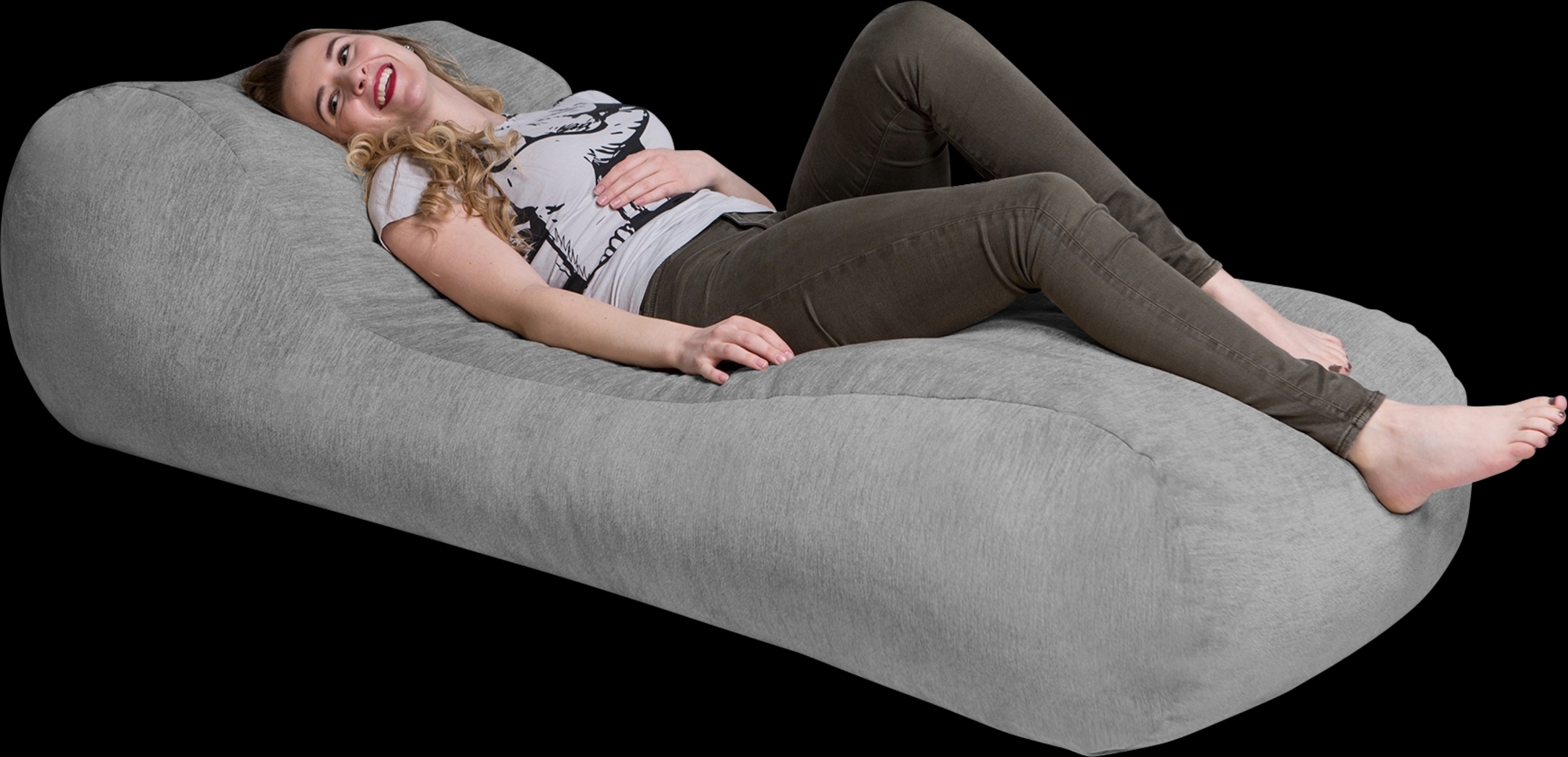 Kids Comfy Lush Gray Bean Bag Chair - Thumbnail - Image 3