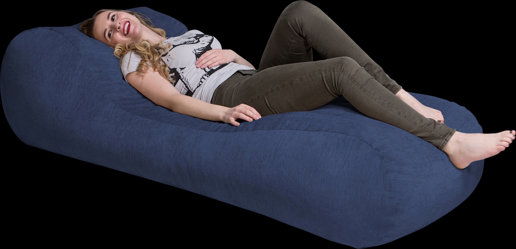 Kids Comfy Lush Navy Bean Bag Chair - Thumbnail - Image 3