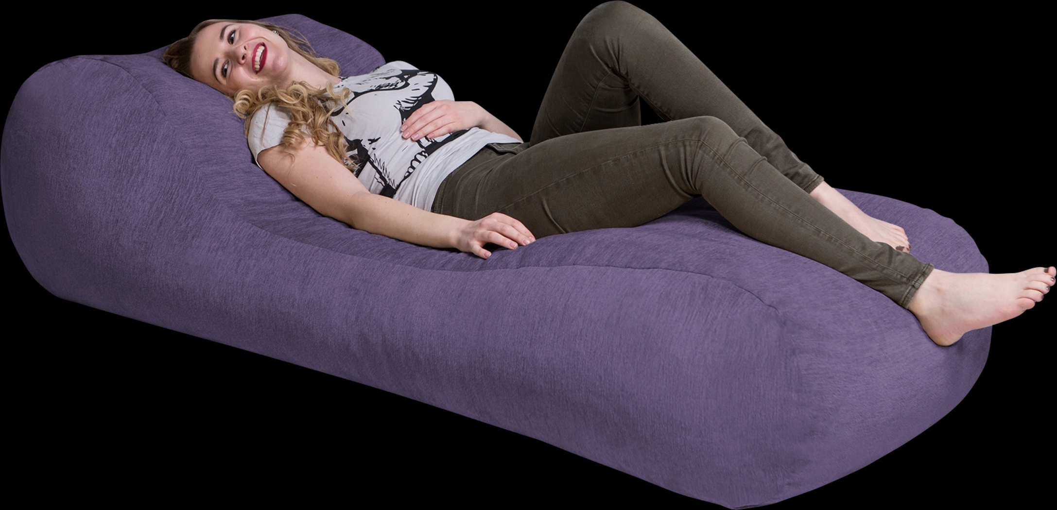 Kids Comfy Lush Purple Bean Bag Chair - Thumbnail - Image 3