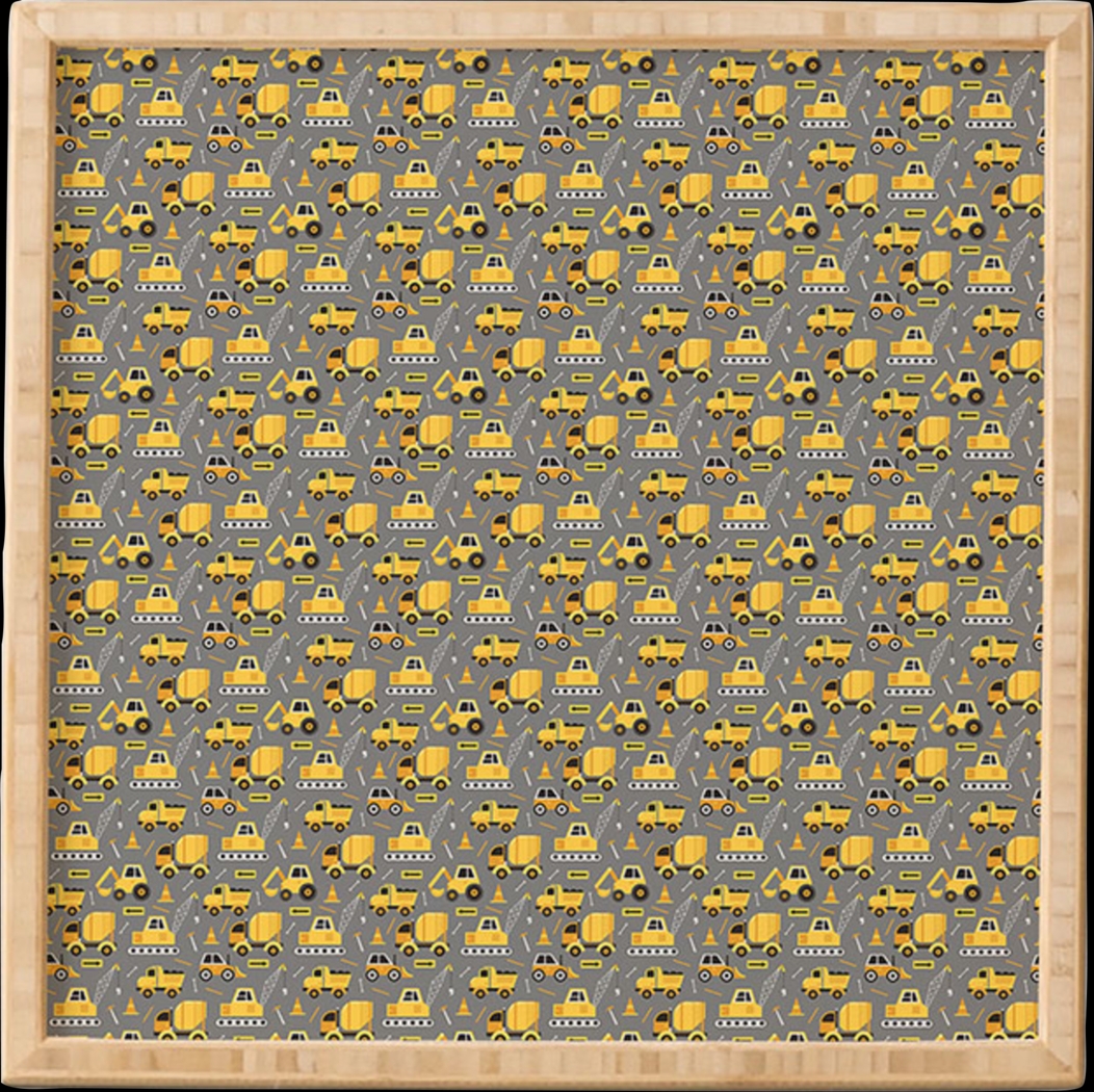 Kids Construction Trucks Gray Framed Wall Art - Thumbnail - Image 1