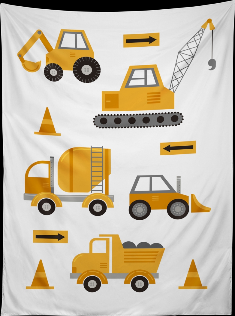 Kids Construction Trucks White Wall Decor - Thumbnail - Image 1