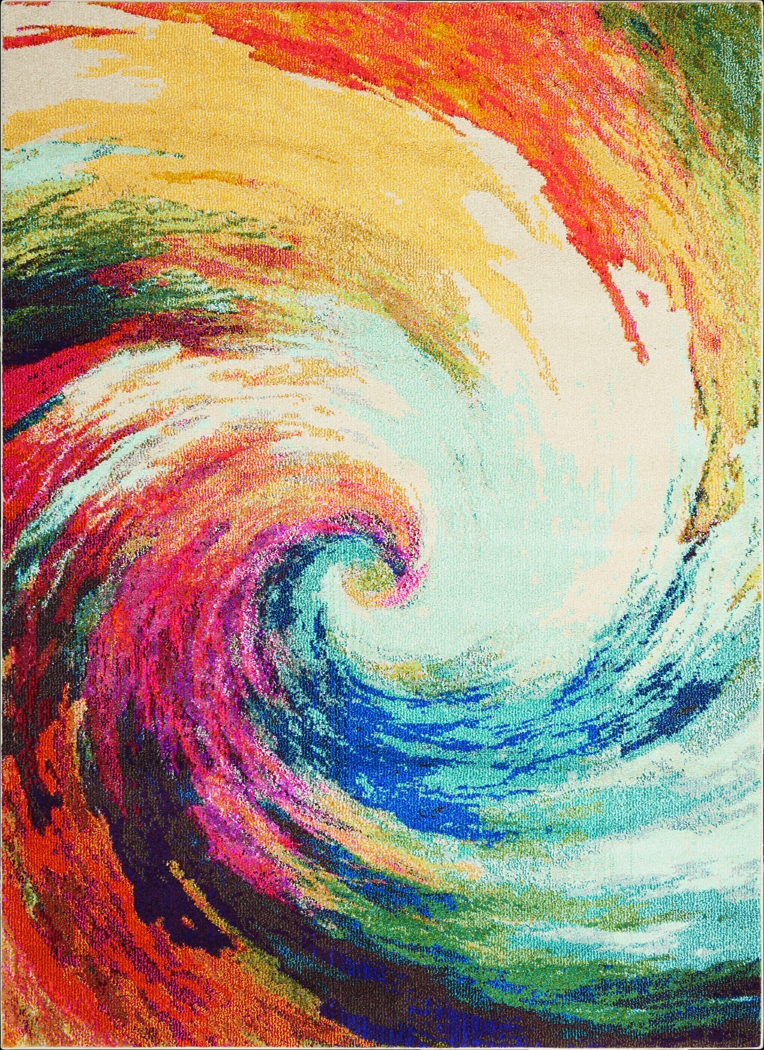 Kids Cosmic Vortex Blue 3'11 x 5'11 Rug - Thumbnail - Image 1