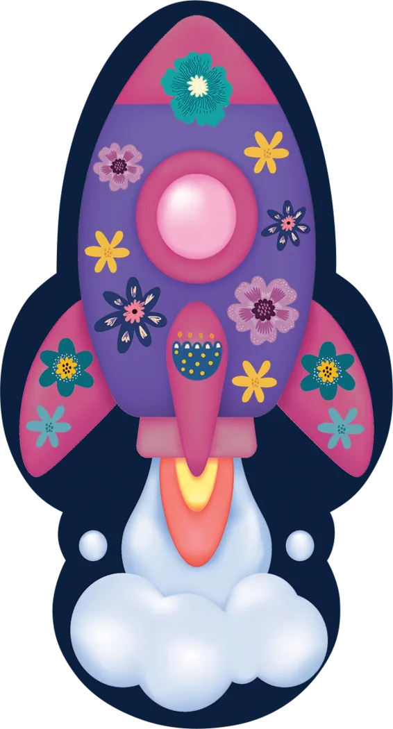 Kids Cosmo Shuttle Purple 5' x 7' Rug - Thumbnail - Image 1