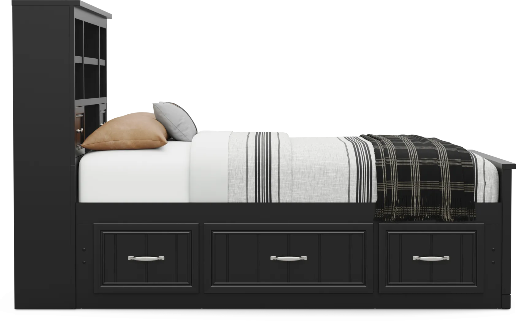 Kids Cottage Colors 2.0 Black Full Bookcase Bed with 2 Storage Side Rails - Thumbnail - Image 2