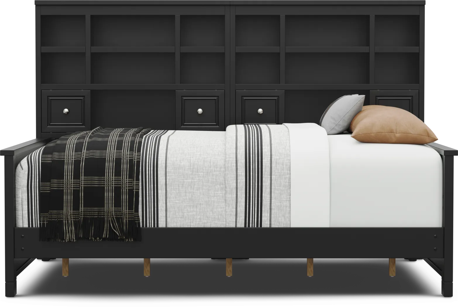 Kids Cottage Colors 2.0 Black Full Bookcase Wall Bed - Thumbnail - Image 2