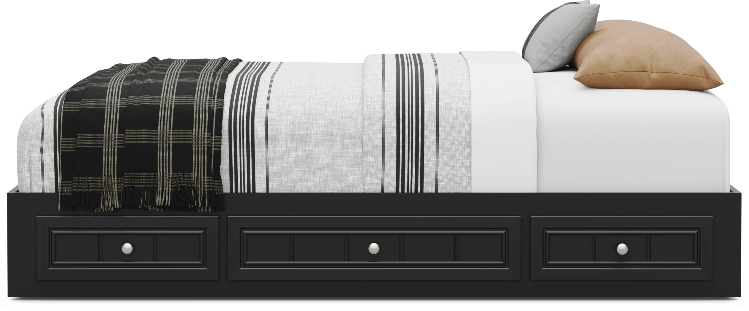 Kids Cottage Colors 2.0 Black Full Platform Bed with 3 Storage Drawers - Thumbnail - Image 2