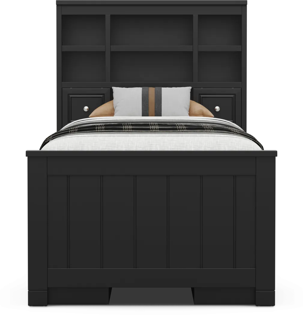 Kids Cottage Colors 2.0 Black Twin Bookcase Bed with 2 Storage Side Rails - Thumbnail - Image 2