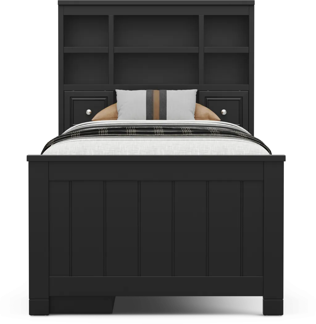 Kids Cottage Colors 2.0 Black Twin Bookcase Bed with Storage Side Rail - Thumbnail - Image 2