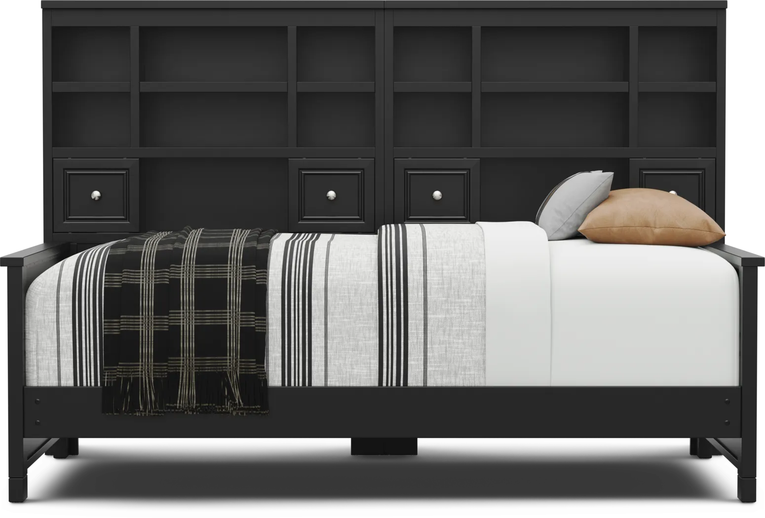 Kids Cottage Colors 2.0 Black Twin Bookcase Wall Bed - Thumbnail - Image 2