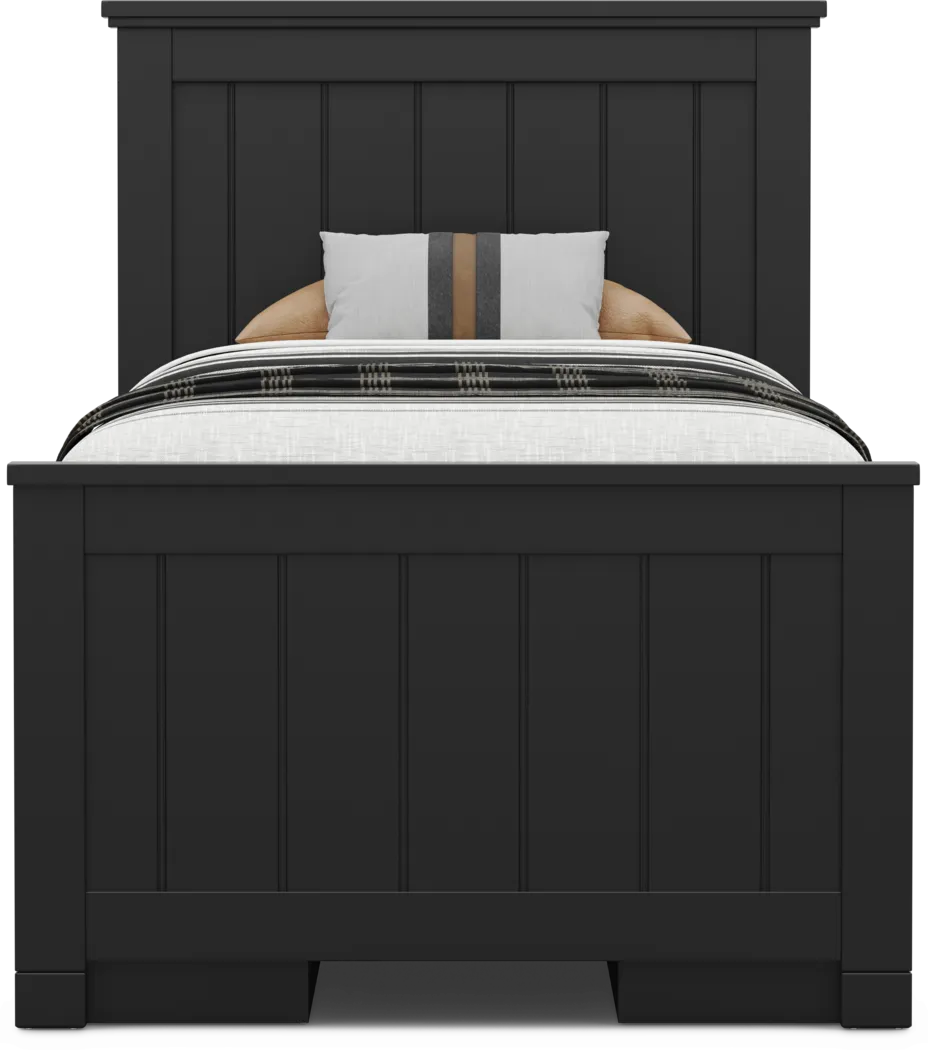 Kids Cottage Colors 2.0 Black Twin Panel Bed with 2 Storage Side Rails - Thumbnail - Image 2