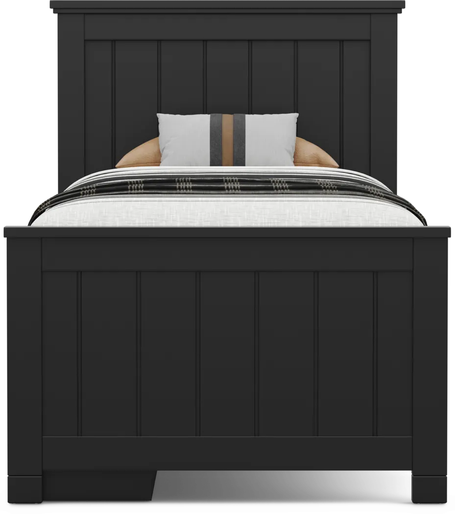 Kids Cottage Colors 2.0 Black Twin Panel Bed with Storage Side Rail - Thumbnail - Image 2