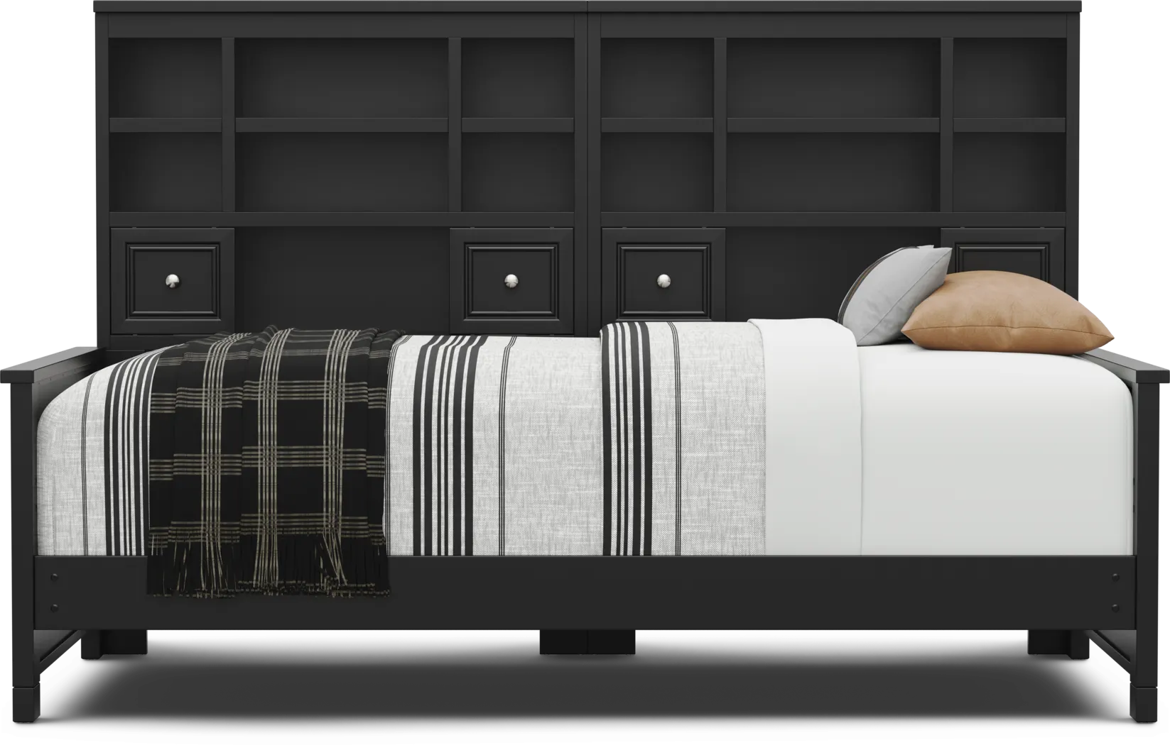 Kids Cottage Colors 2.0 Black Twin XL Bookcase Wall Bed - Thumbnail - Image 2