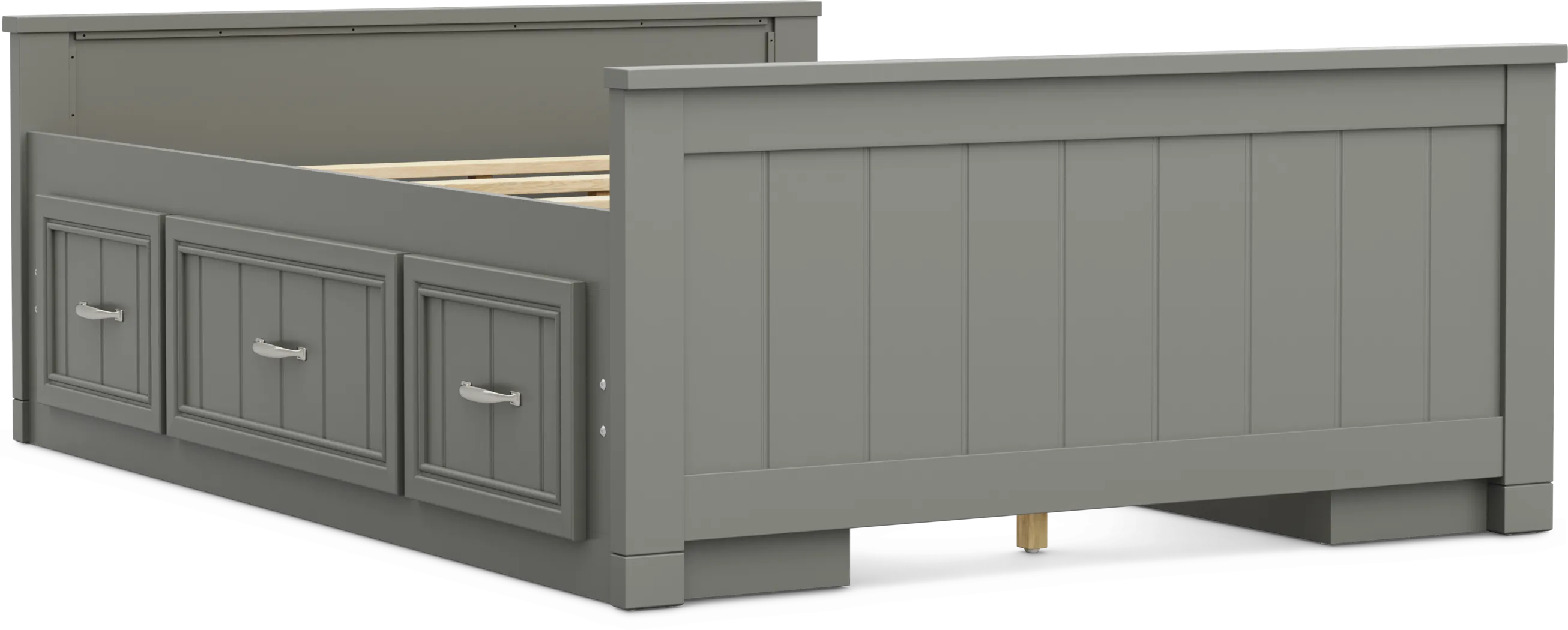 Kids Cottage Colors 2.0 Gray Full Low Profile Bed with 2 Storage Side Rails - Thumbnail - Image 1