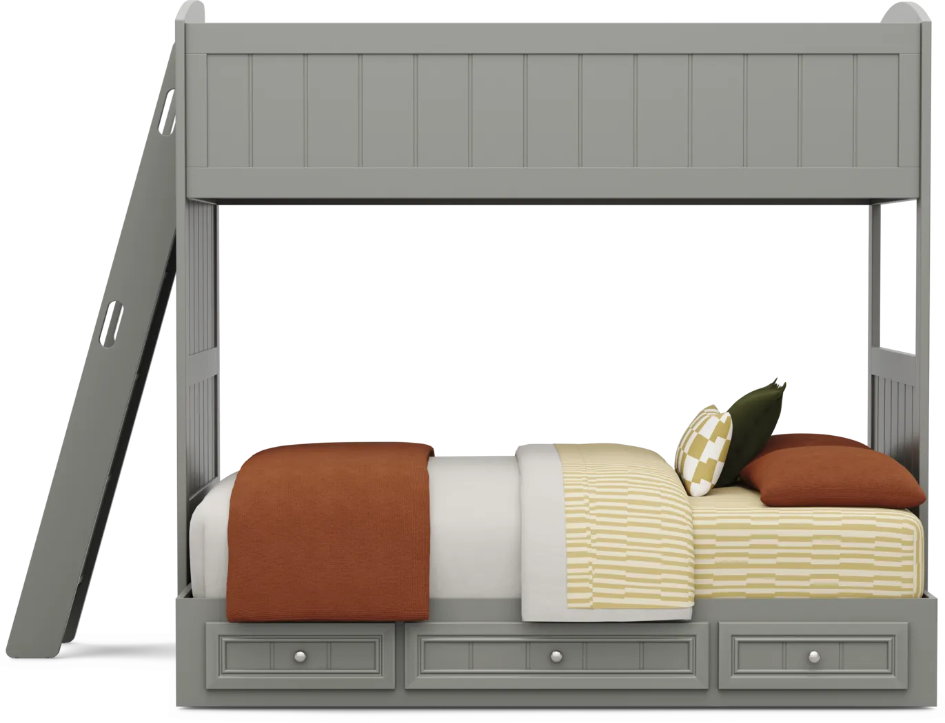 Kids Cottage Colors 2.0 Gray Twin/Full Bunk Bed - Thumbnail - Image 2