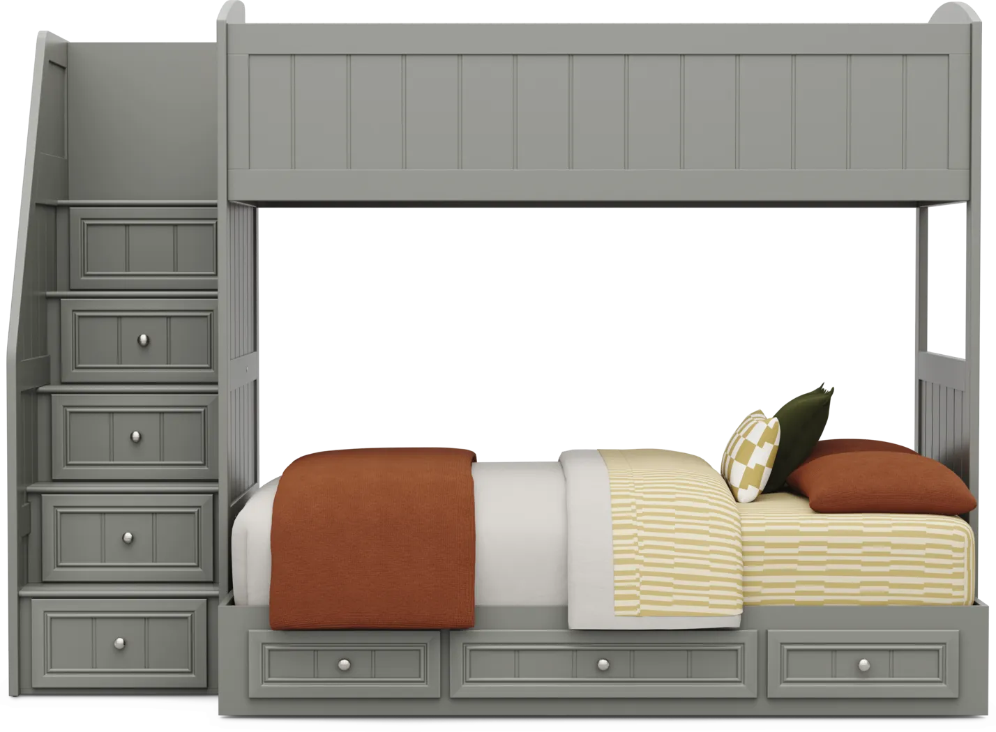 Kids Cottage Colors 2.0 Gray Twin/Full Step Bunk Bed - Thumbnail - Image 3
