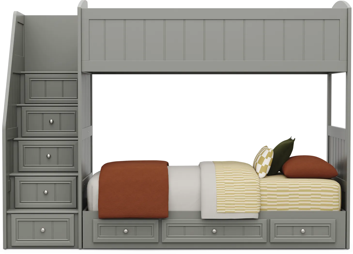 Kids Cottage Colors 2.0 Gray Twin/Twin Step Bunk Bed - Thumbnail - Image 2