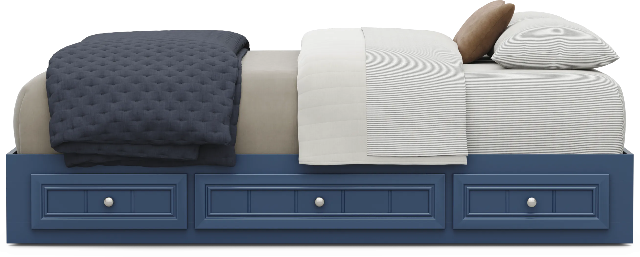 Kids Cottage Colors 2.0 Navy Full Platform Bed with 3 Storage Drawers - Thumbnail - Image 2