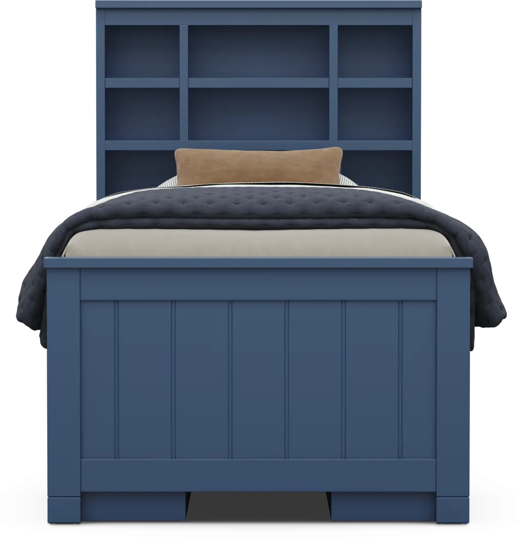 Kids Cottage Colors 2.0 Navy Twin Bookcase Bed with 2 Storage Side Rails - Thumbnail - Image 2