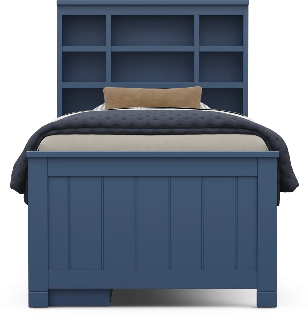 Kids Cottage Colors 2.0 Navy Twin Bookcase Bed with Storage Side Rail - Thumbnail - Image 2