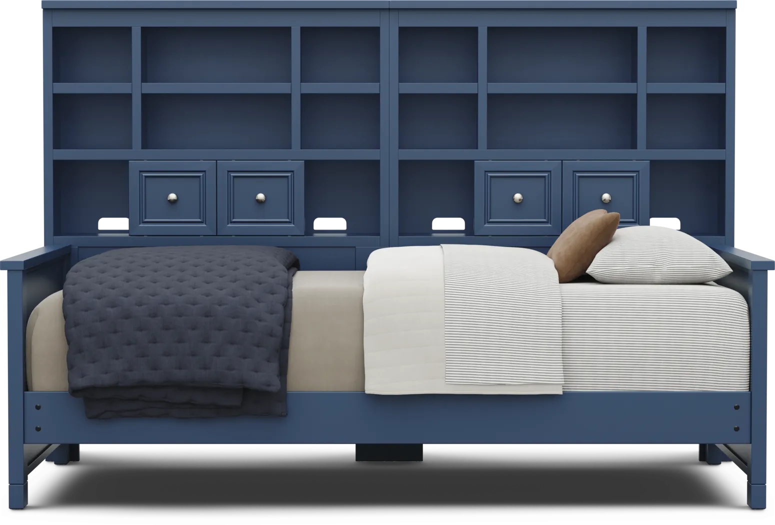 Kids Cottage Colors 2.0 Navy Twin Bookcase Wall Bed - Thumbnail - Image 3