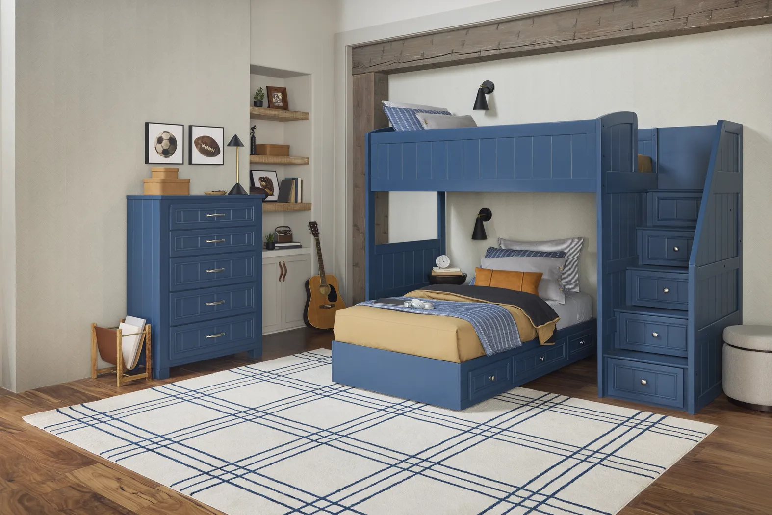 Kids Cottage Colors 2.0 Navy Twin/Full Step Loft - Thumbnail - Image 3