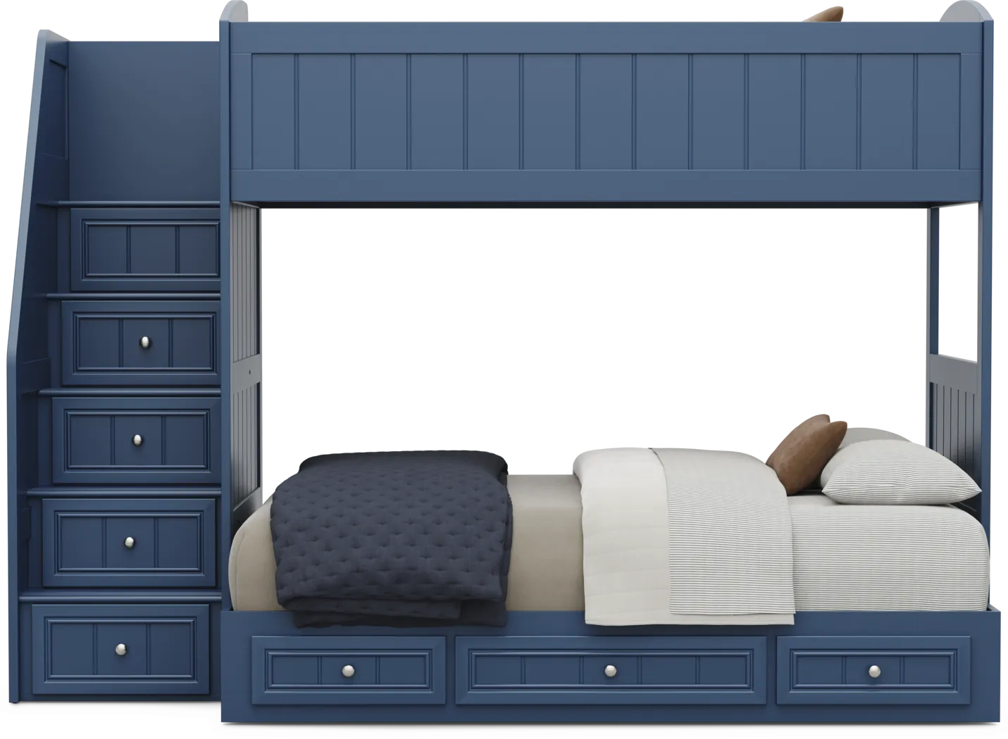 Kids Cottage Colors 2.0 Navy Twin/Full Step Bunk Bed - Thumbnail - Image 4