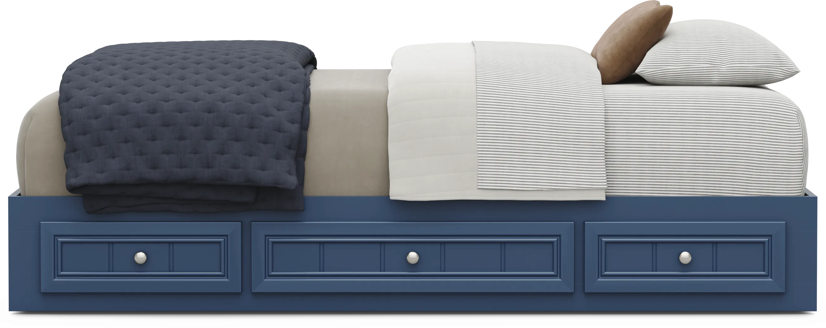 Kids Cottage Colors 2.0 Navy Twin Platform Bed with 3 Storage Drawers - Thumbnail - Image 2