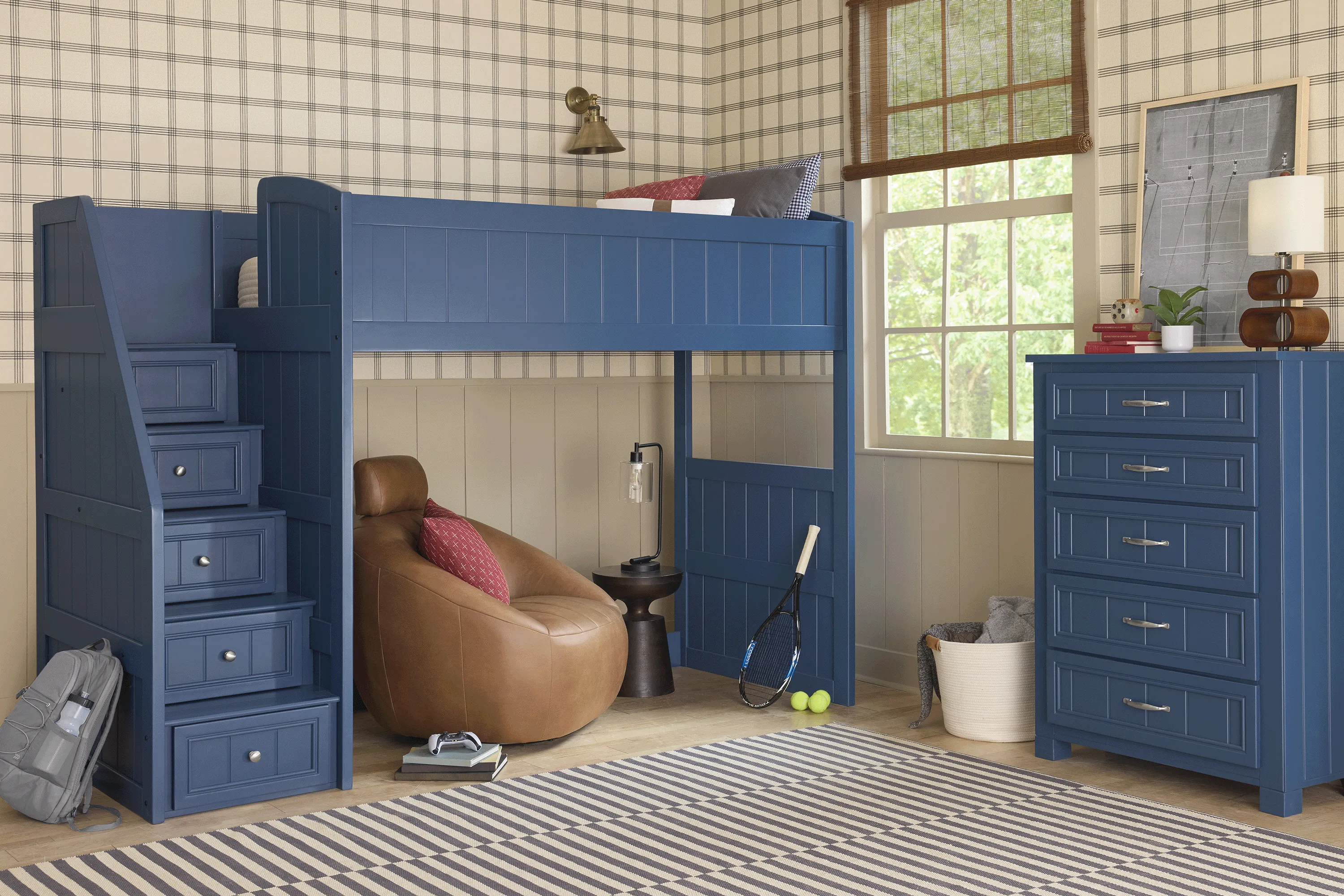 Kids Cottage Colors 2.0 Navy Twin Step Loft - Thumbnail - Image 3