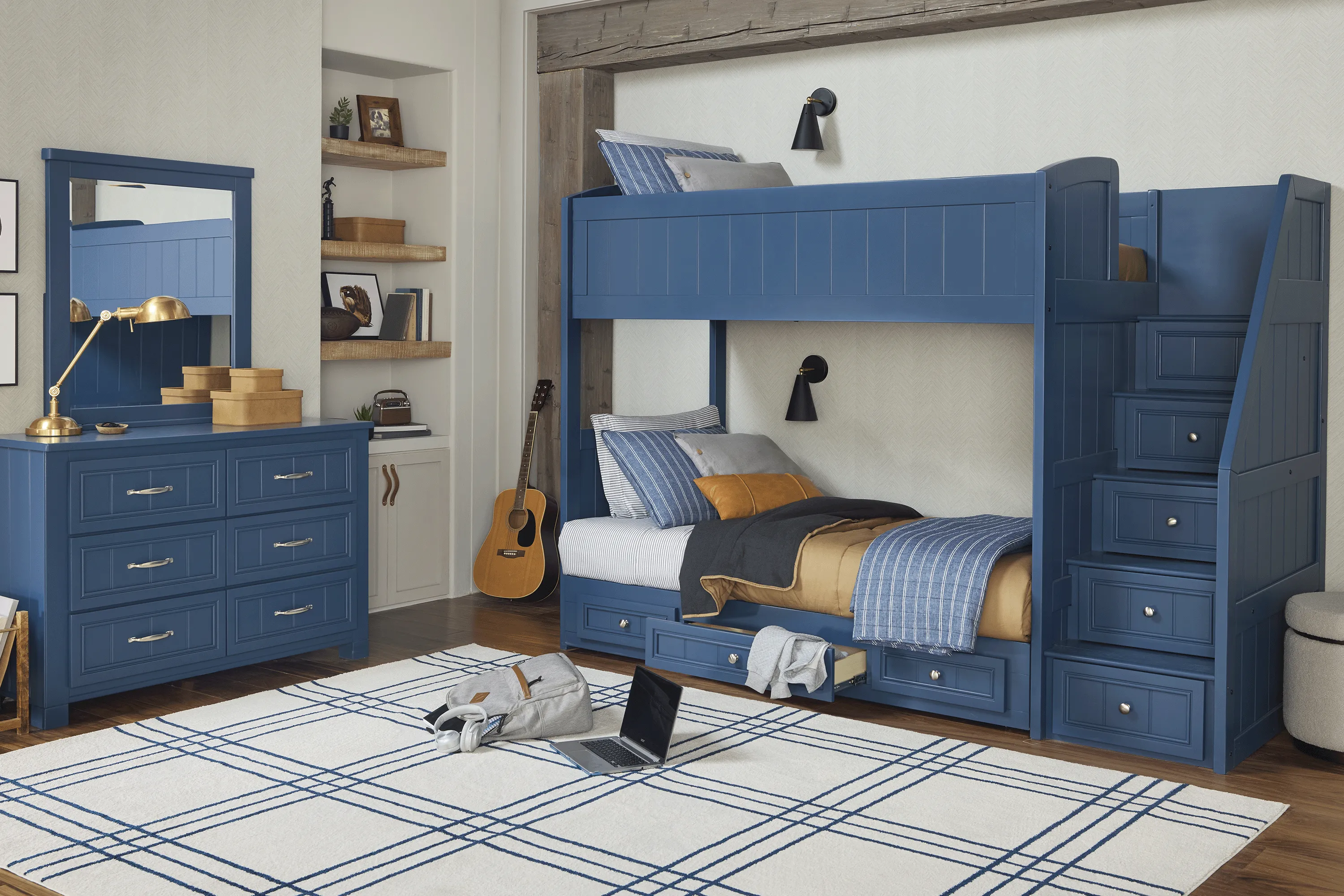 Kids Cottage Colors 2.0 Navy Twin/Twin Step Loft - Thumbnail - Image 3