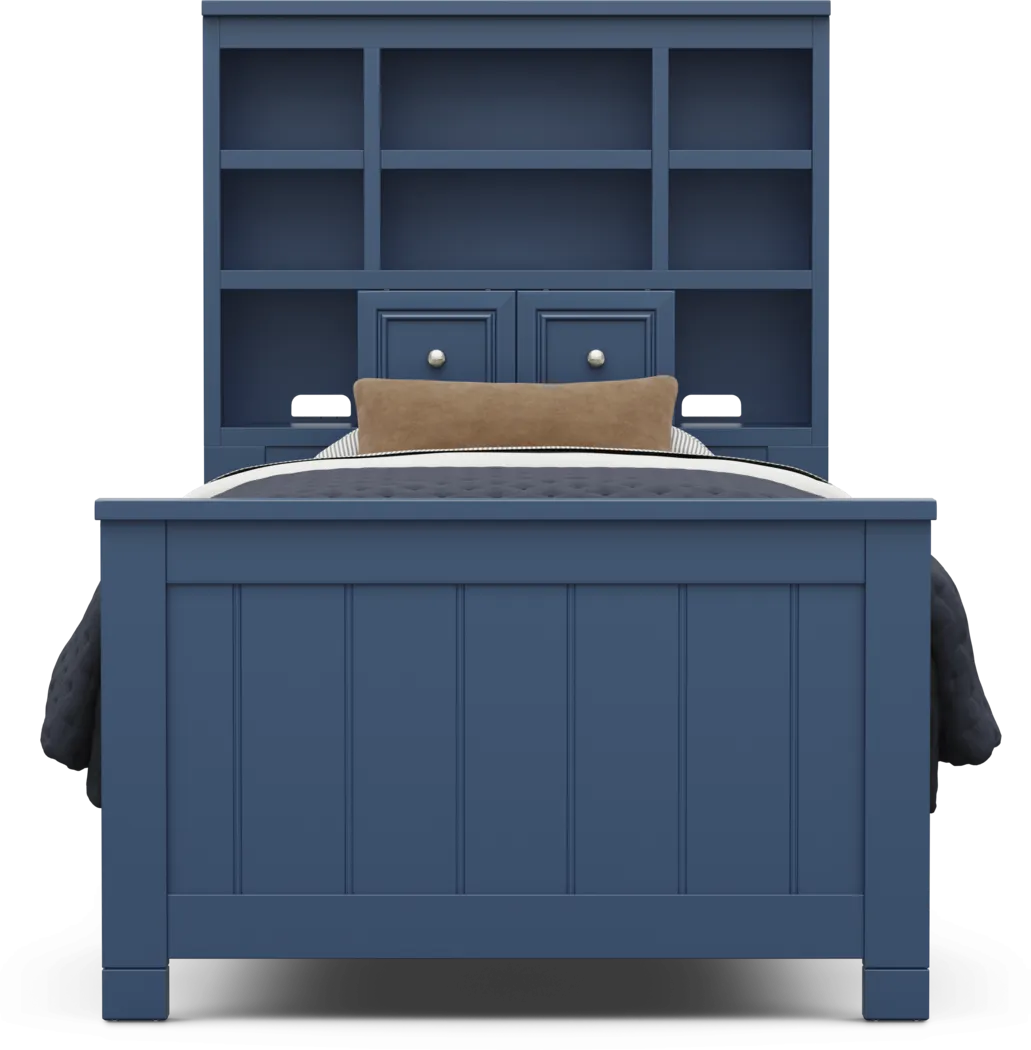 Kids Cottage Colors 2.0 Navy Twin XL Bookcase Bed - Thumbnail - Image 2