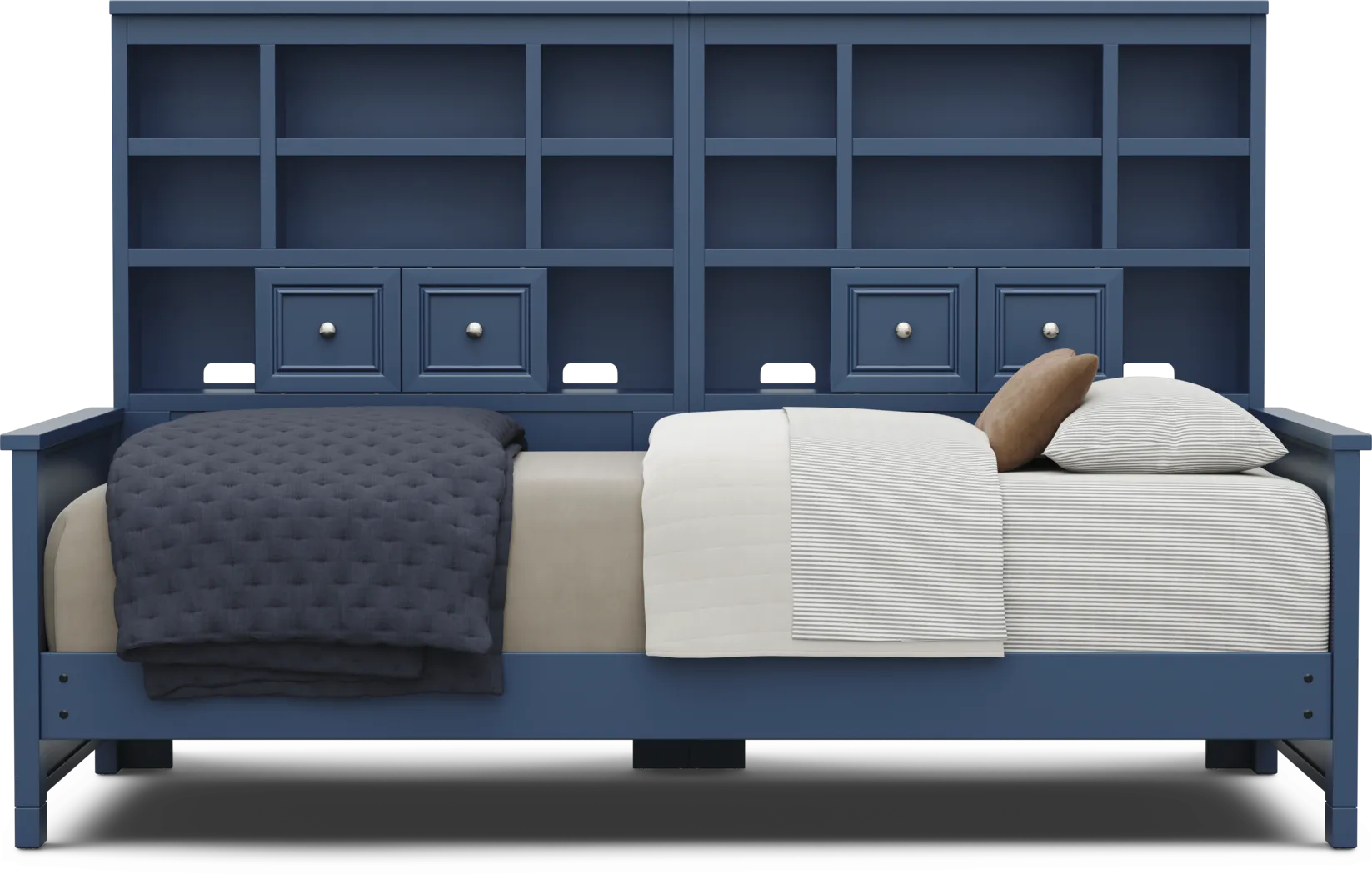 Kids Cottage Colors 2.0 Navy Twin XL Bookcase Wall Bed - Thumbnail - Image 2