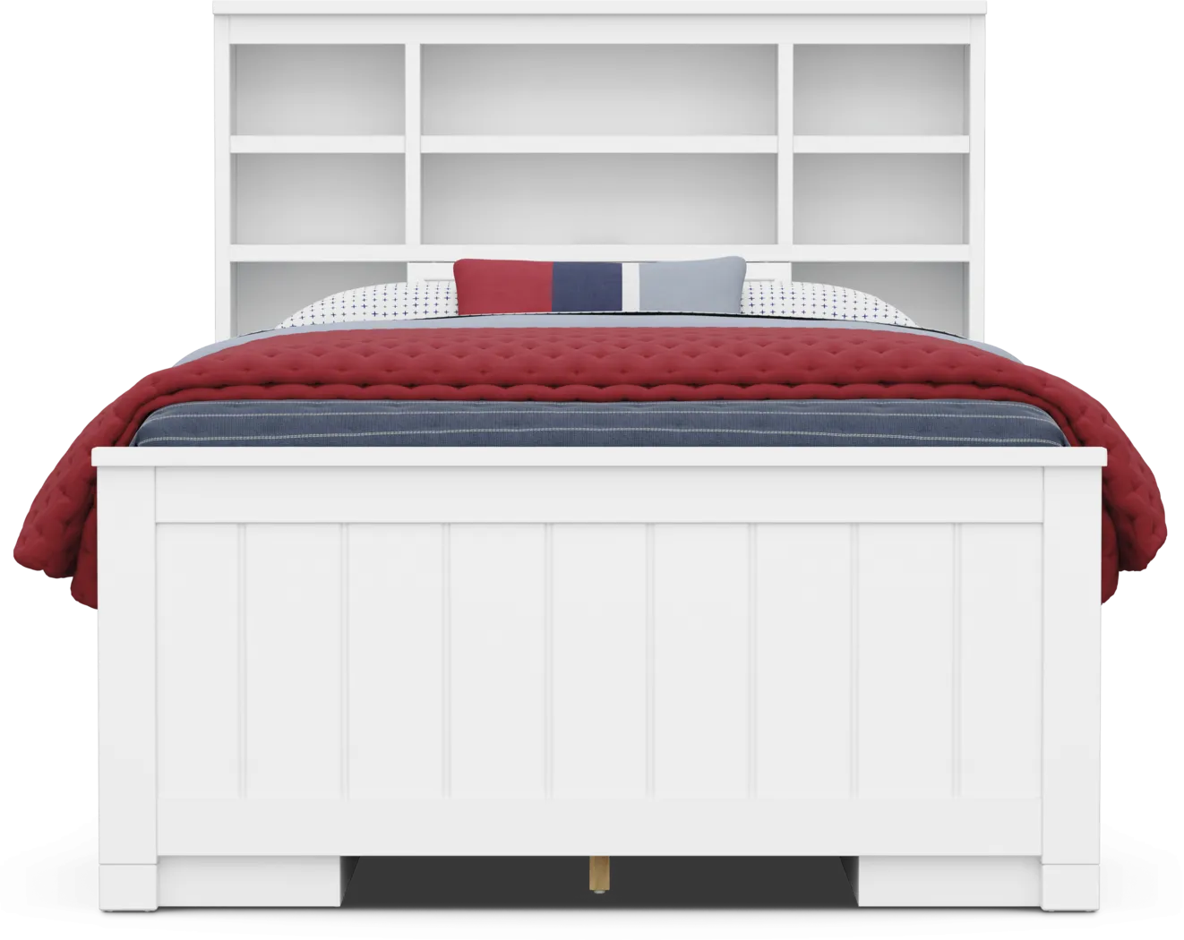 Kids Cottage Colors 2.0 White Full Bookcase Bed with 2 Storage Side Rails - Thumbnail - Image 2