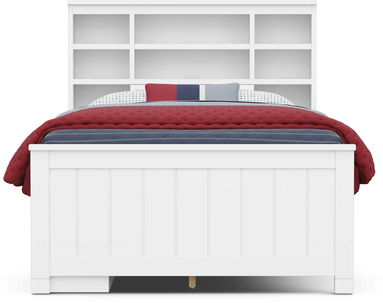 Kids Cottage Colors 2.0 White Full Bookcase Bed with Storage Side Rail - Thumbnail - Image 2