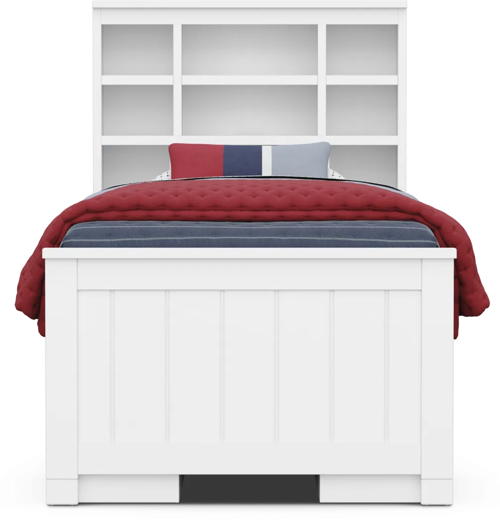 Kids Cottage Colors 2.0 White Twin Bookcase Bed with 2 Storage Side Rails - Thumbnail - Image 2