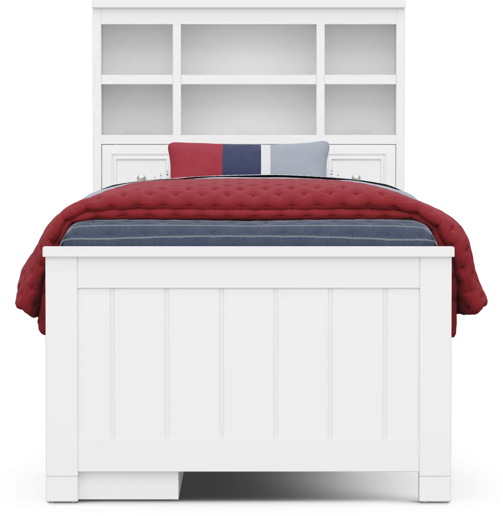 Kids Cottage Colors 2.0 White Twin Bookcase Bed with Storage Side Rail - Thumbnail - Image 2