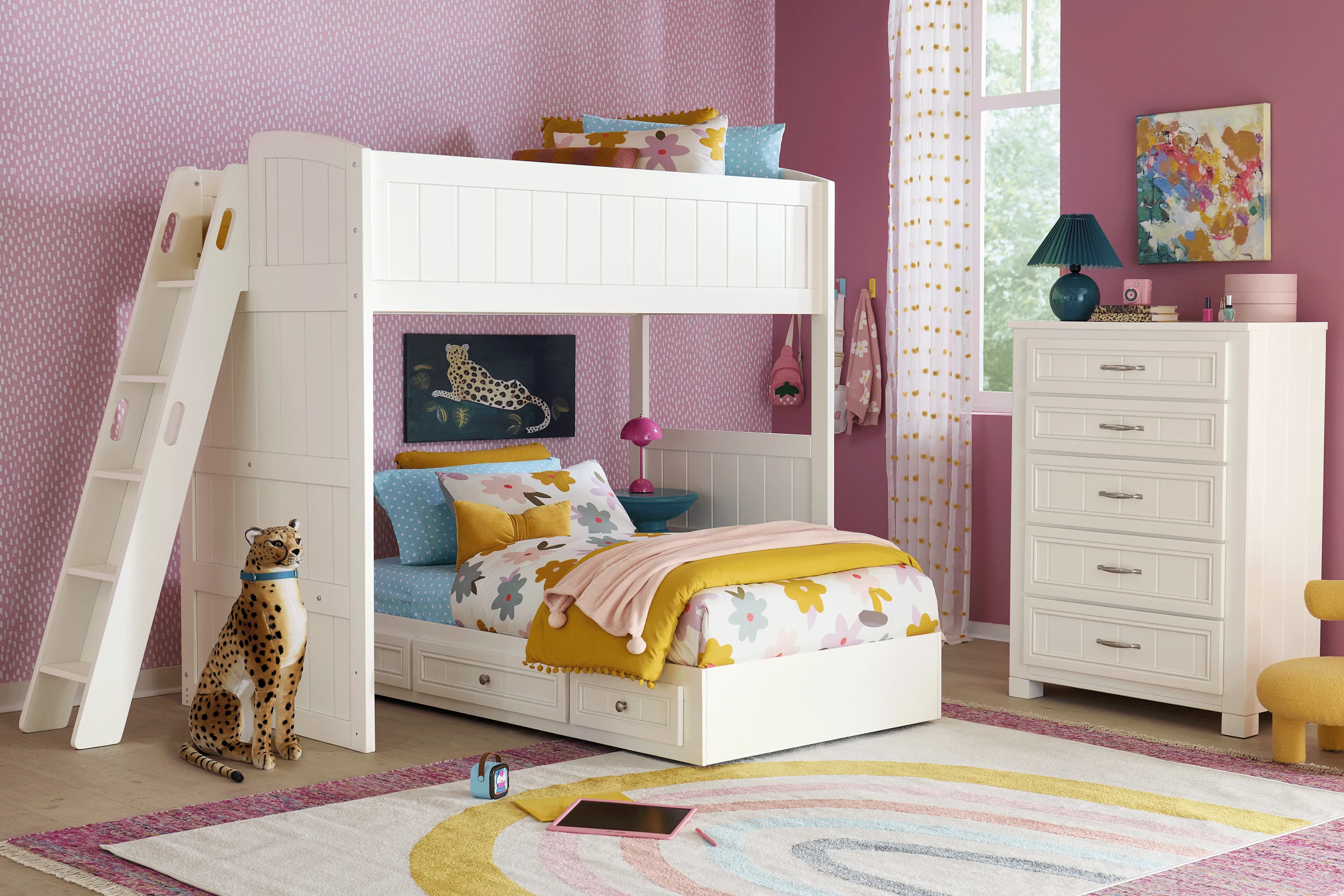 Kids Cottage Colors 2.0 White Twin/Full Bunk Bed - Thumbnail - Image 3