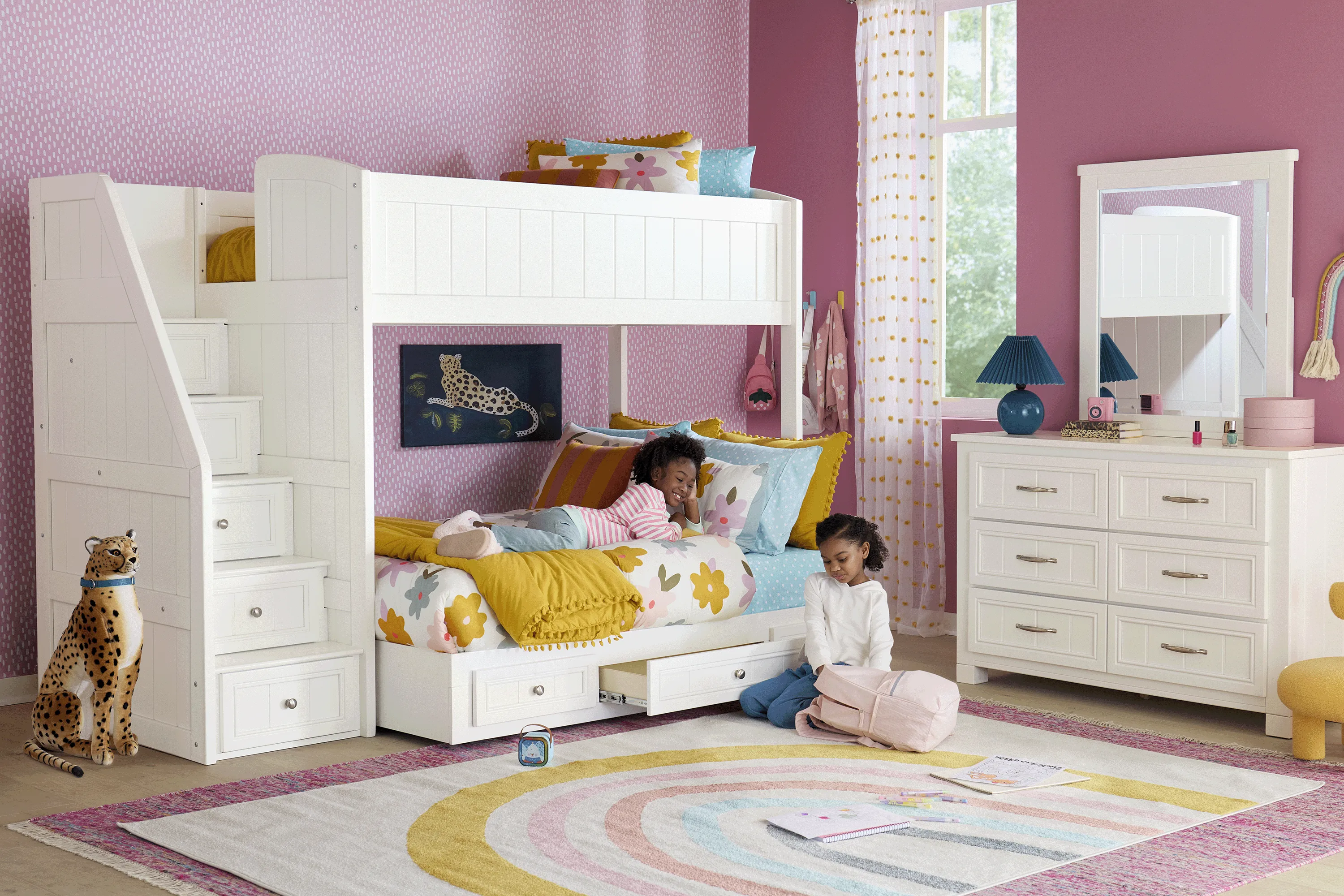 Kids Cottage Colors 2.0 White Twin/Full Step Loft - Thumbnail - Image 3
