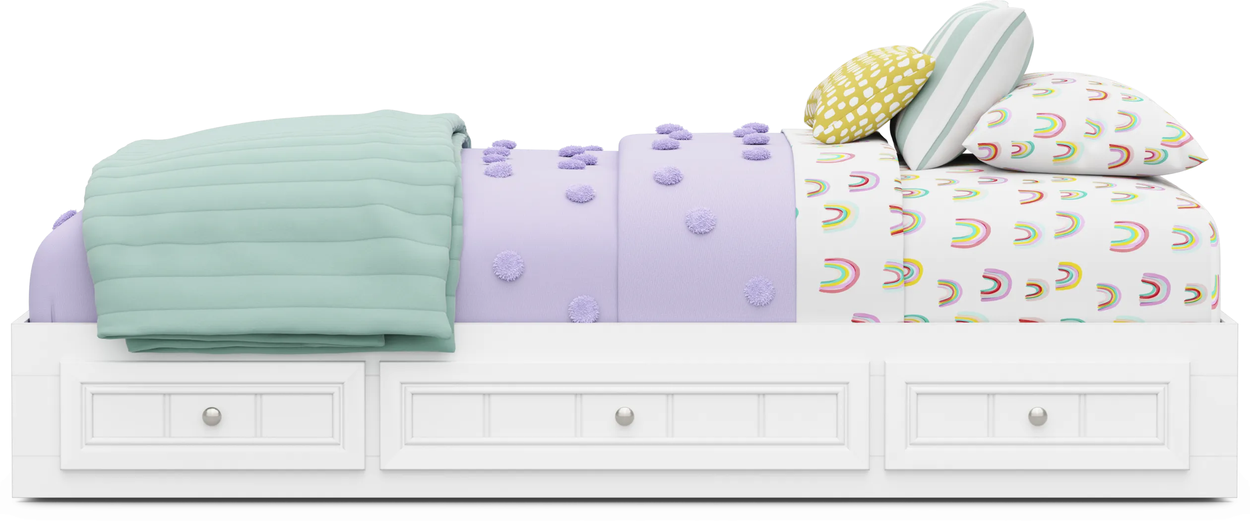 Kids Cottage Colors 2.0 White Twin Platform Bed with 3 Storage Drawers - Thumbnail - Image 2