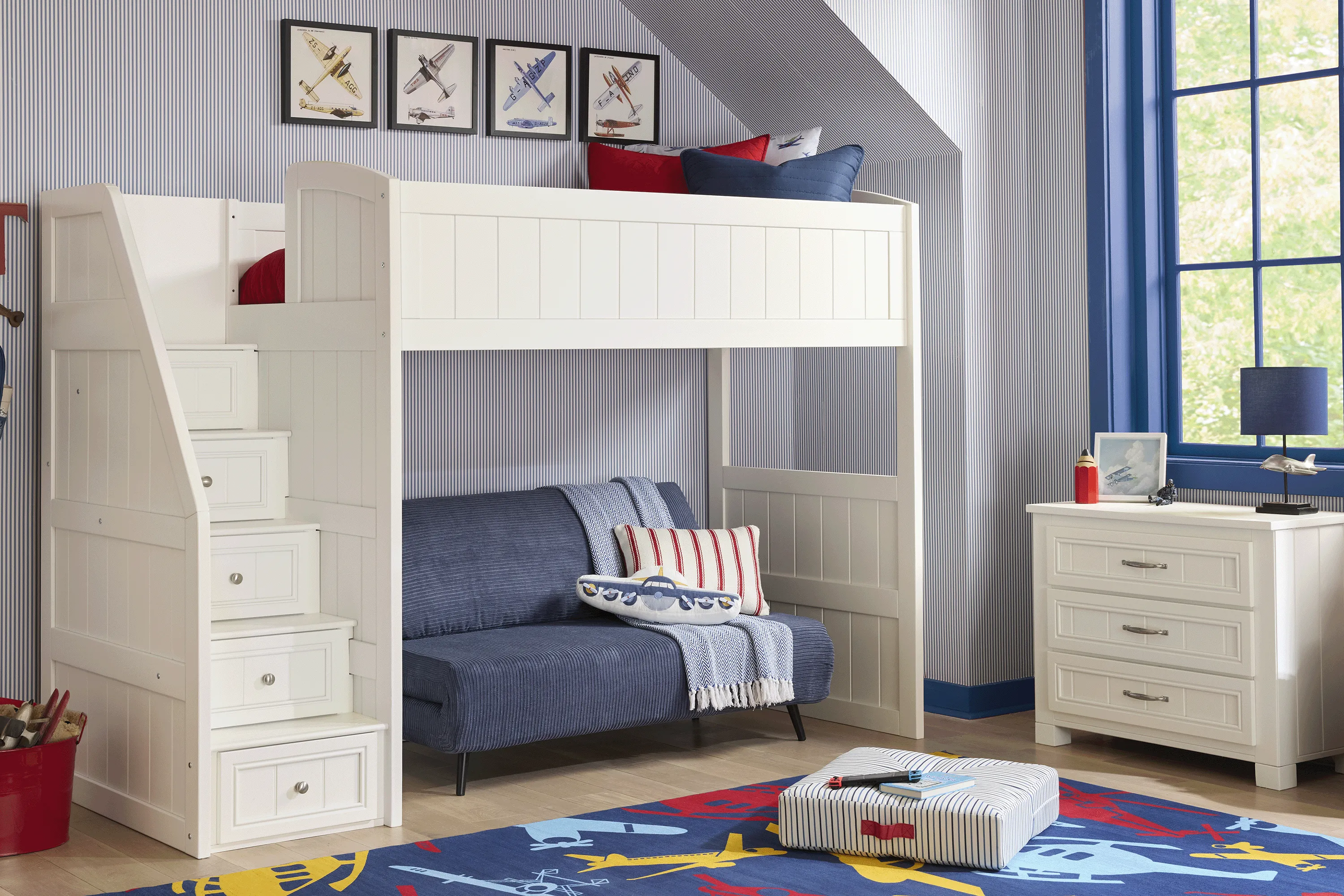 Kids Cottage Colors 2.0 White Twin Step Loft - Thumbnail - Image 3