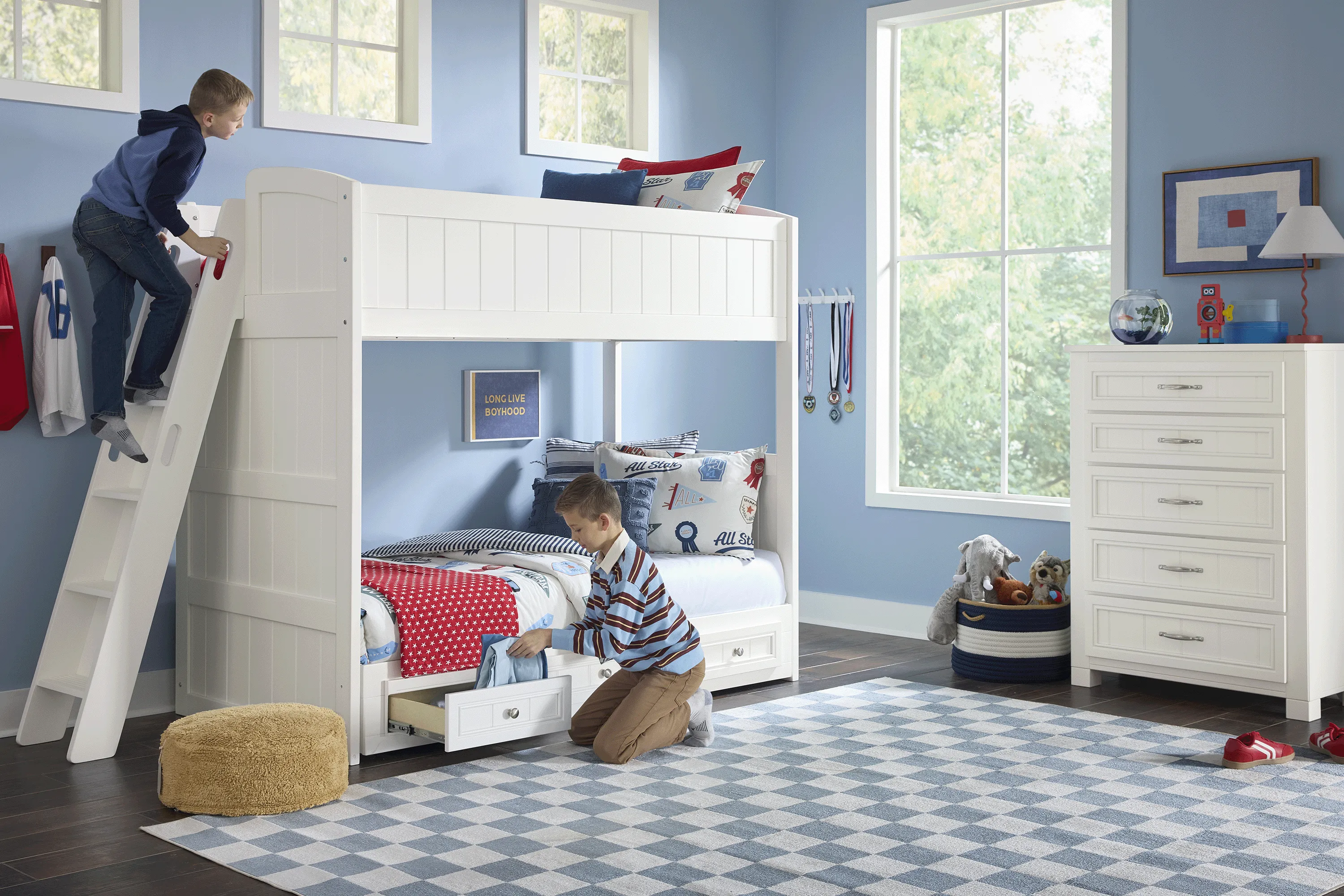 Kids Cottage Colors 2.0 White Twin/Twin Loft - Thumbnail - Image 3