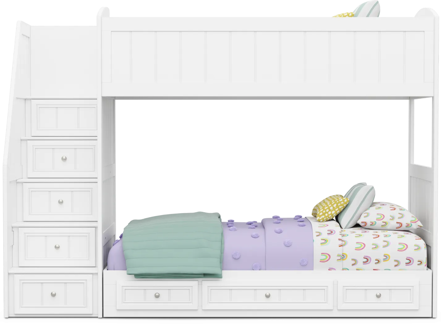 Kids Cottage Colors 2.0 White Twin/Twin Step Loft - Thumbnail - Image 3