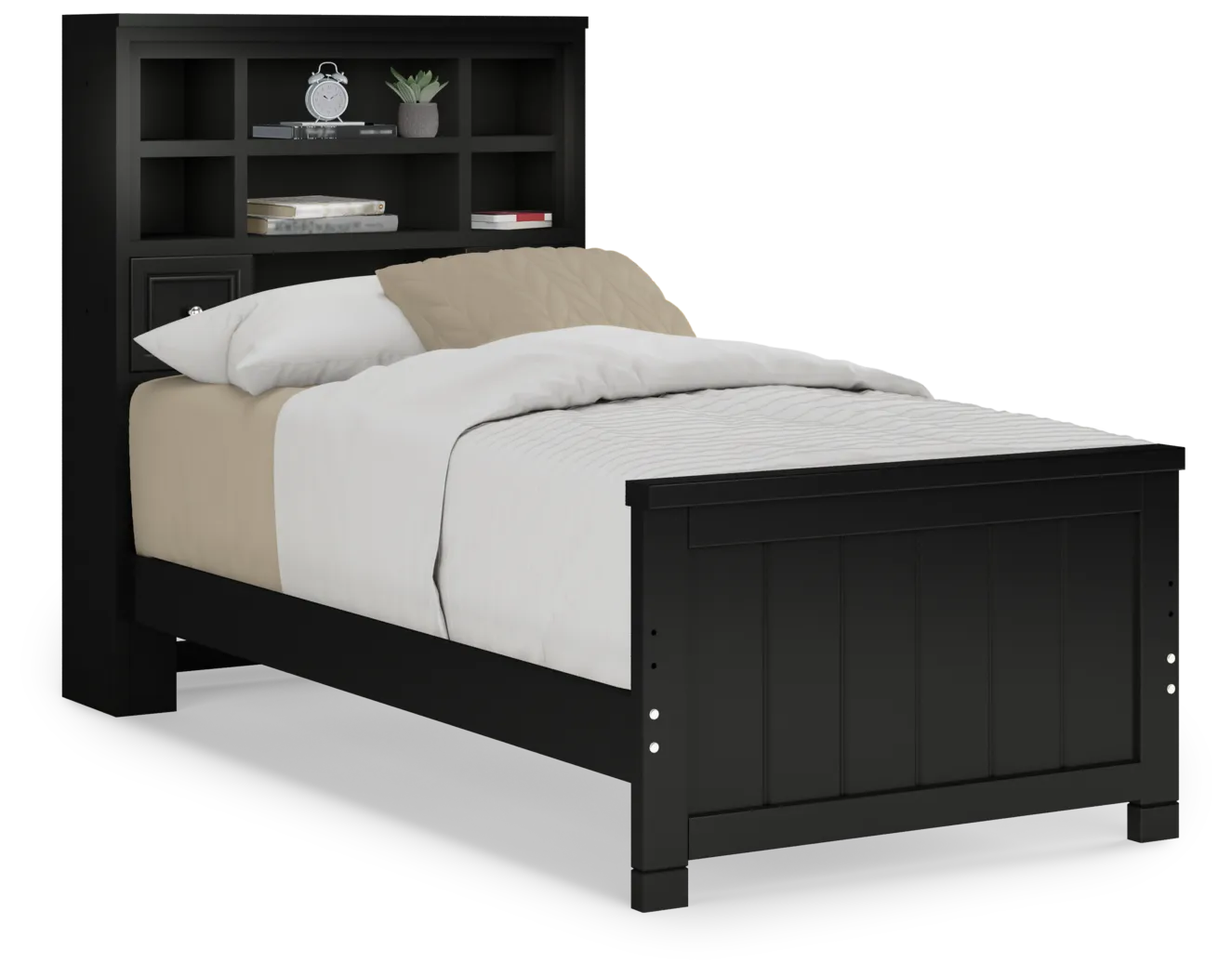 Kids Cottage Colors Black Twin Bookcase Bed - Thumbnail - Image 1