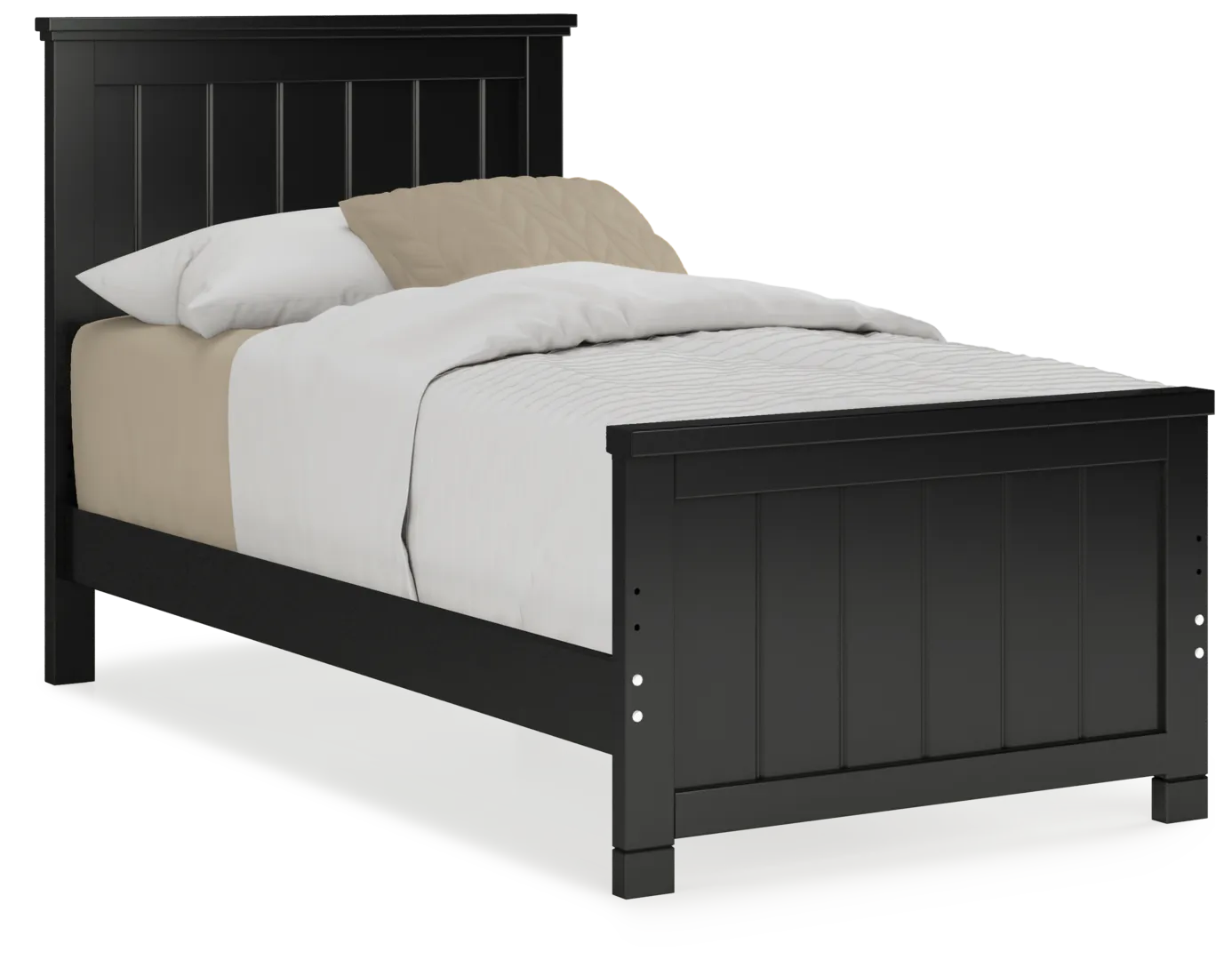 black 3 pc twin panel bed